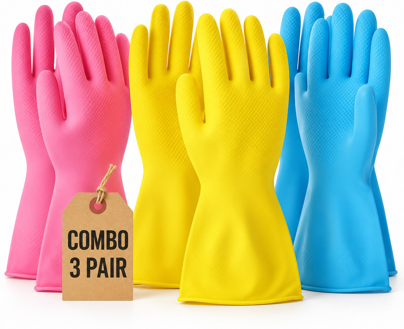 Axisgrip Axisgrip Long Sleeves Rubber Washable Reusable Kitchen Farming Agricular Garden Wet and Dry Glove Set(Free Size Pack of 3) - Flipkart Deal