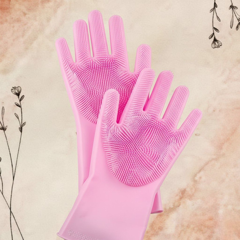 KG IMPORT Magic Silicone Dish Washing Gloves, Silicon Cleaning Gloves Wet and Dry Glove(Free Size)