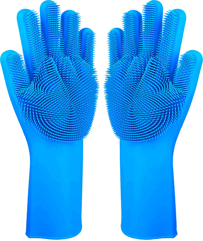 Flipkart SmartBuy Silicon Household Safety Wash Scrubber Heat Resistant Kitchen Gloves for Dish washing, Cleaning, Gardening Wet and Dry Glove(Free Size)