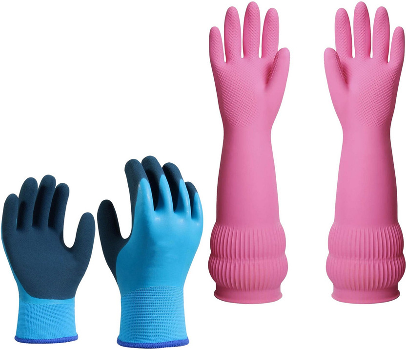 Masox Store Nitrile Coated Industrial Safety Hand Gloves | Long Sleeve Cleaning Gloves S3 Reusable Paint Glove(L)