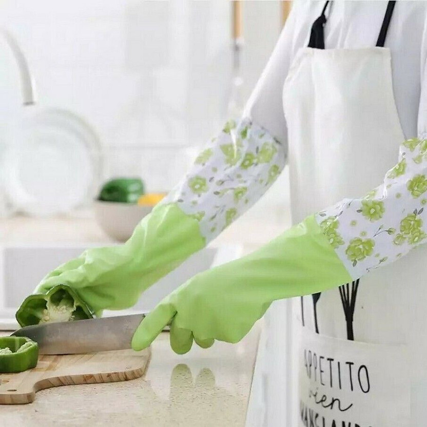 Flipkart SmartBuy PVC FlockLined Long Elbow Length Gloves for Kitchen Dishwashing Winters Wet and Dry Glove Set(Large Pack of 2)