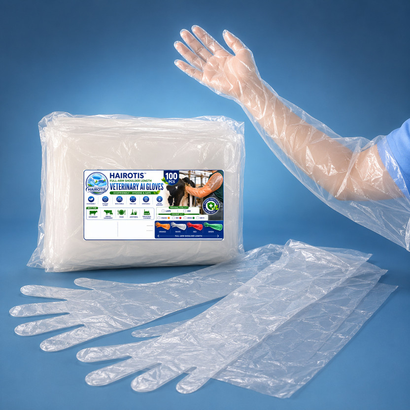 hairotis Shoulder-Length Gloves for Veterinary AI, Industrial, Food & Cleaning Wet and Dry Disposable Glove Set(Free Size Pack of 100)
