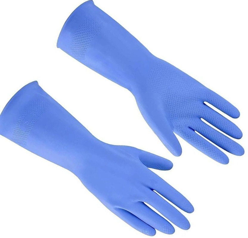 7SHIELD Long Cuff Rubber Gloves – Chemical & Water Resistant Cleaning Gloves Wet and Dry Disposable Glove(Large)