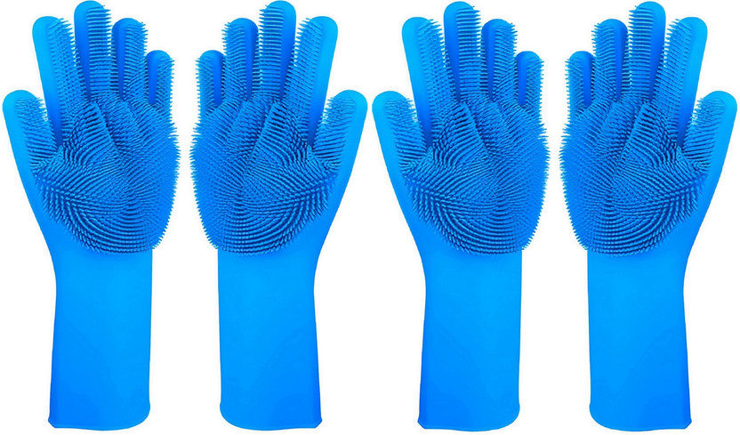 NARV NARV Silicone Cleaning Gloves for Garden Washing Tasks Scrubber Grip Daily Use Wet and Dry Glove Set(Extra Large Pack of 2) - Flipkart Deal