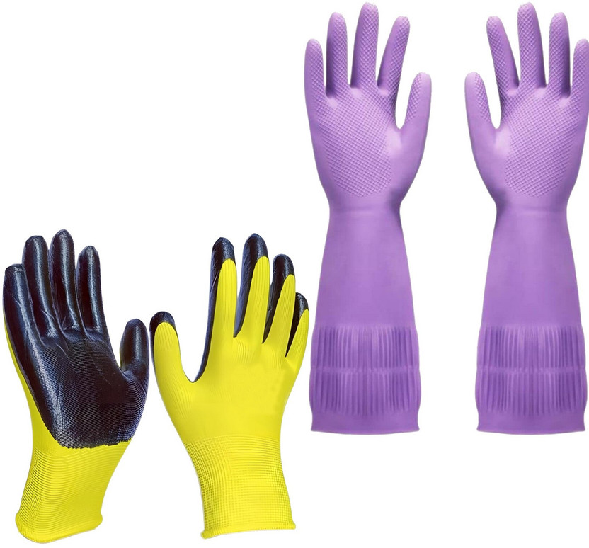 Masox Store Nylon Safety Gloves Heat Resistant for Finger & Hand Protection Rubber Gloves S2 Gardening Shoulder Glove