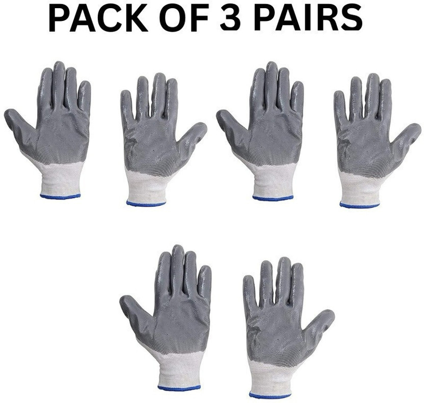 starkyte Nylon Industrial Work Hand Safety Gloves Comfort Fit, Latex Coated Firm Grip Wet and Dry Glove Set(Free Size Pack of 6)