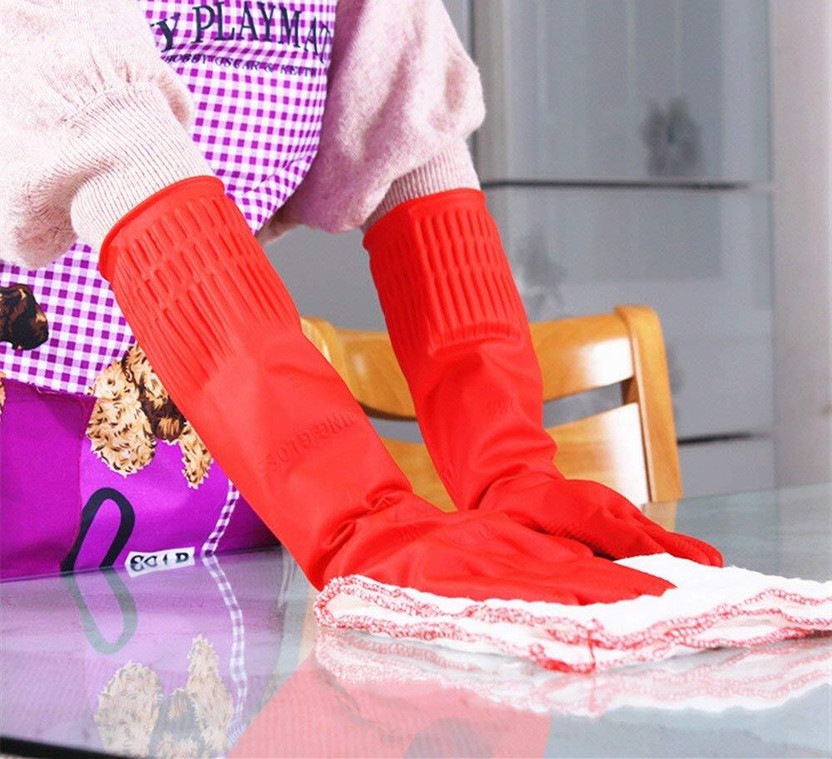 RBGIIT Long Sleeve Gloves For Dish Washing Cleaning Working Painting Gardening Pet Care Wet and Dry Glove Set(Large Pack of 2)