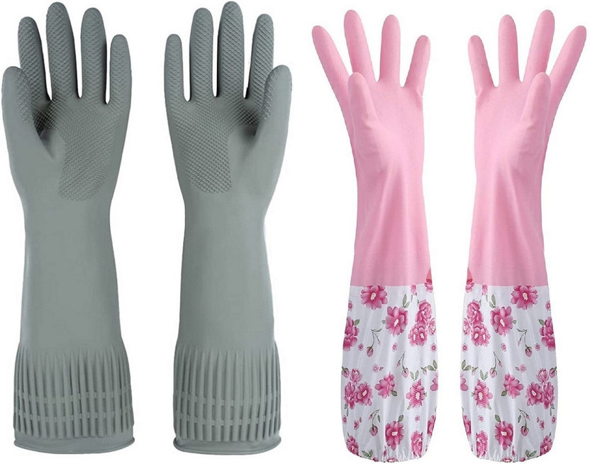 Masox Store 14 Inch Elbow Length Dishwashing Industrial Gardening Cleaning Hand Gloves Wet and Dry Glove Set(Free Size Pack of 2)