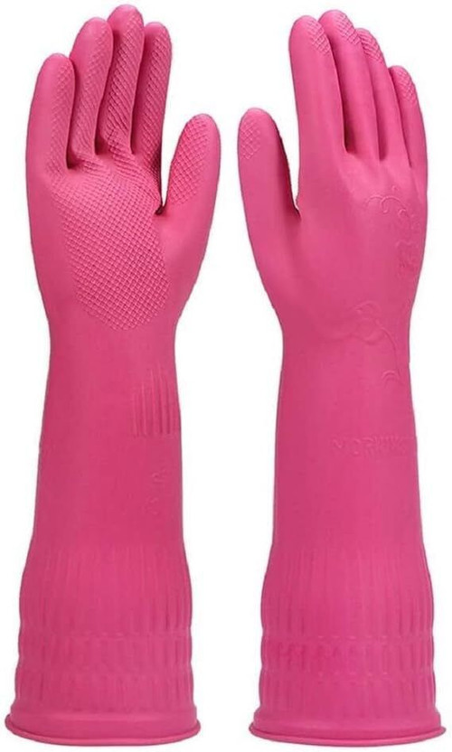 Donizard Reusable Non-Slip Kitchen Waterproof Household Dishwashing Cleaning Rubber Glove Wet and Dry Disposable Glove(Free Size)