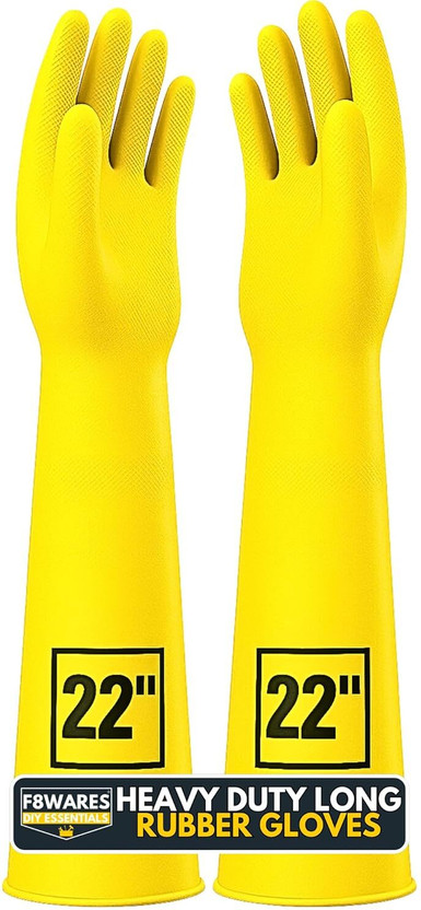 F8WARES 22 inch Reusable Dishwashing Industrial Gardening Cleaning Rubber Hand Gloves Wet and Dry Glove(Large)