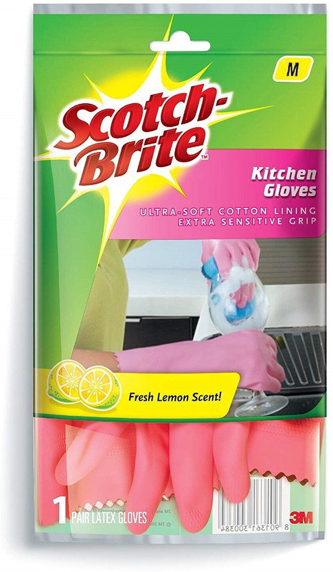 Scotch-Brite Kitchen gloves for Dishwashing, kitchen cleaning Wet and Dry Glove(Medium)
