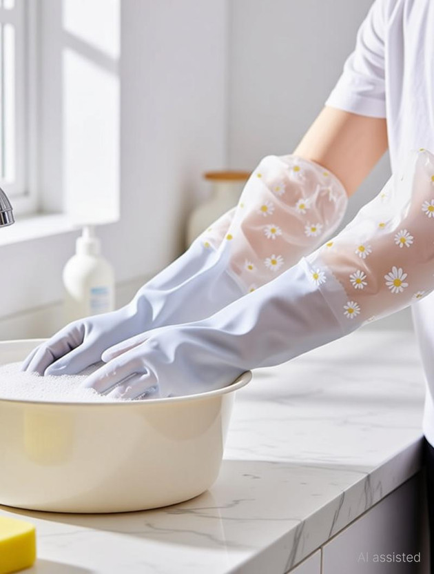 MAAUVTOR Reusable PVC Waterproof Dish Washing Household Kitchen Long Elbow Length Gloves Wet and Dry Glove Set(Free Size Pack of 2)