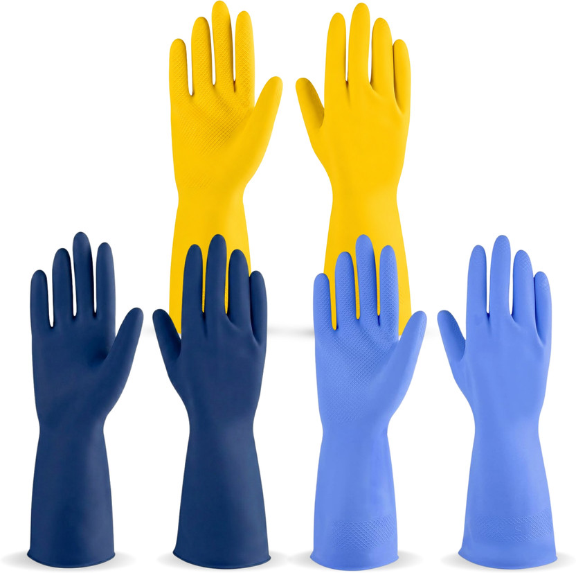 Hy-savio Rubber Protective Gloves | Industrial Cleaning, Mechanical & Maintenance Work Rubber  Safety Gloves(Pack of 3)