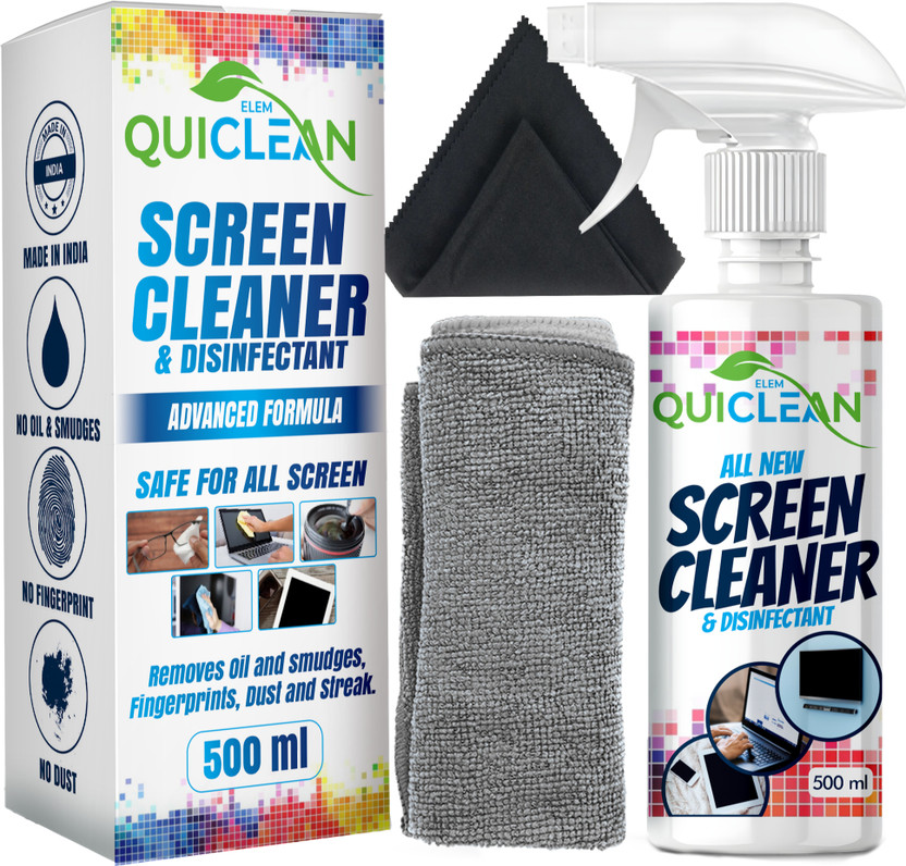 QUICLEAN Screen & Lens Cleaner 500 ml with Microfiber Cloth for Computers, Laptops, Gaming, Mobiles(QCSCREENCLEANERNEWP1)