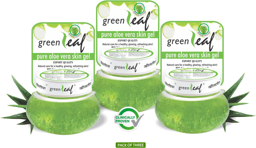 GREENLEAF Pure Natural Aloe Vera Skin Glowing Gel 360gm (Pack of 3)(360 g)