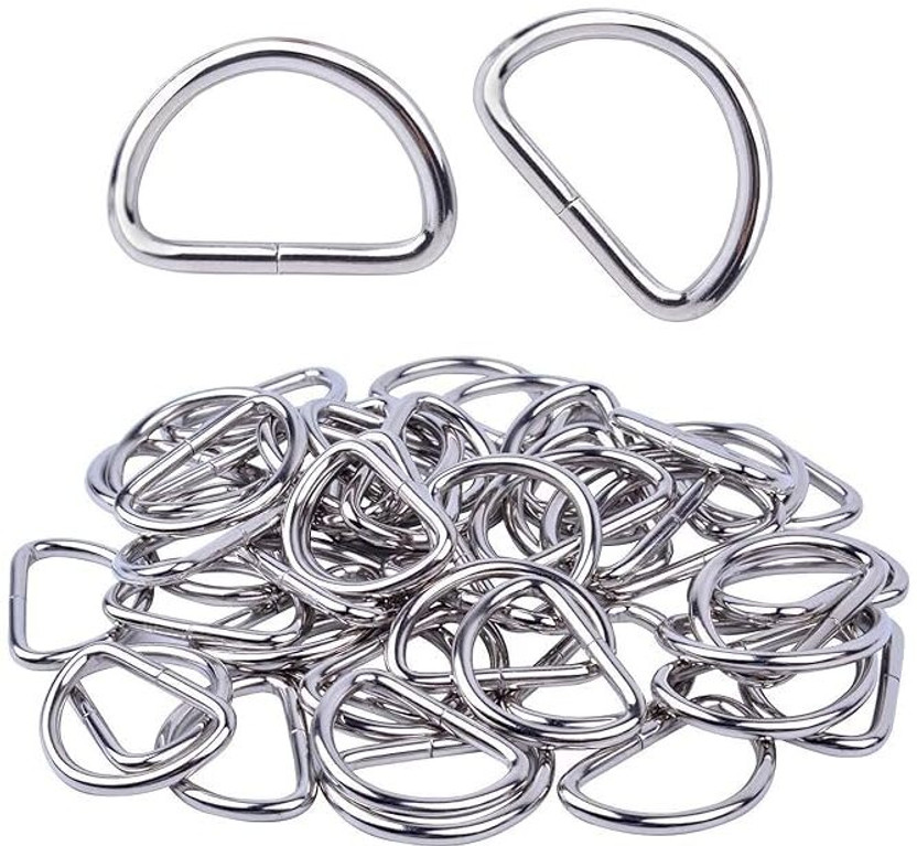 SYMKARD D Rings Buckles for bag straps Ties, belts, Purse, Dog belts chain 20 PCS Climbing Quickdraw(Silver)