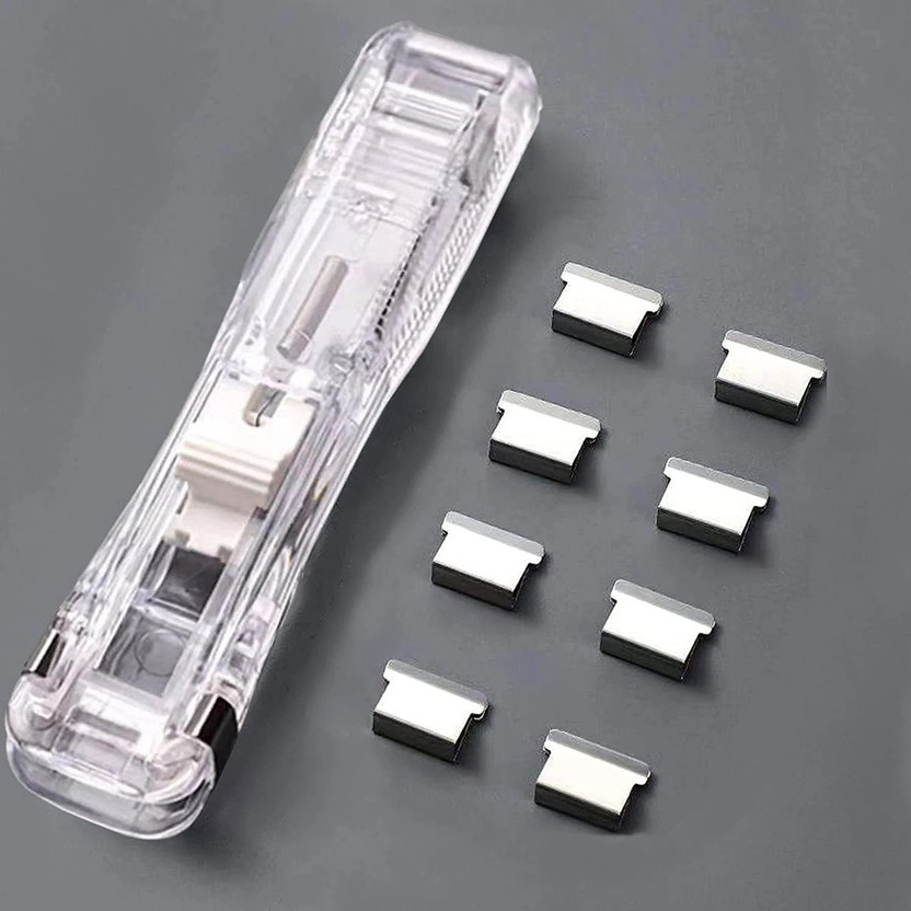 ZTOCOZ Portable Paper Clip Dispenser with 50 Steel Clips Reusable Binder Clamps Medium Size 1 Plastic Dispenser + 50 Stainless Steel Clips | Reusable Stainless Steel Paper Clam Clips(Set of 50, Black, White)