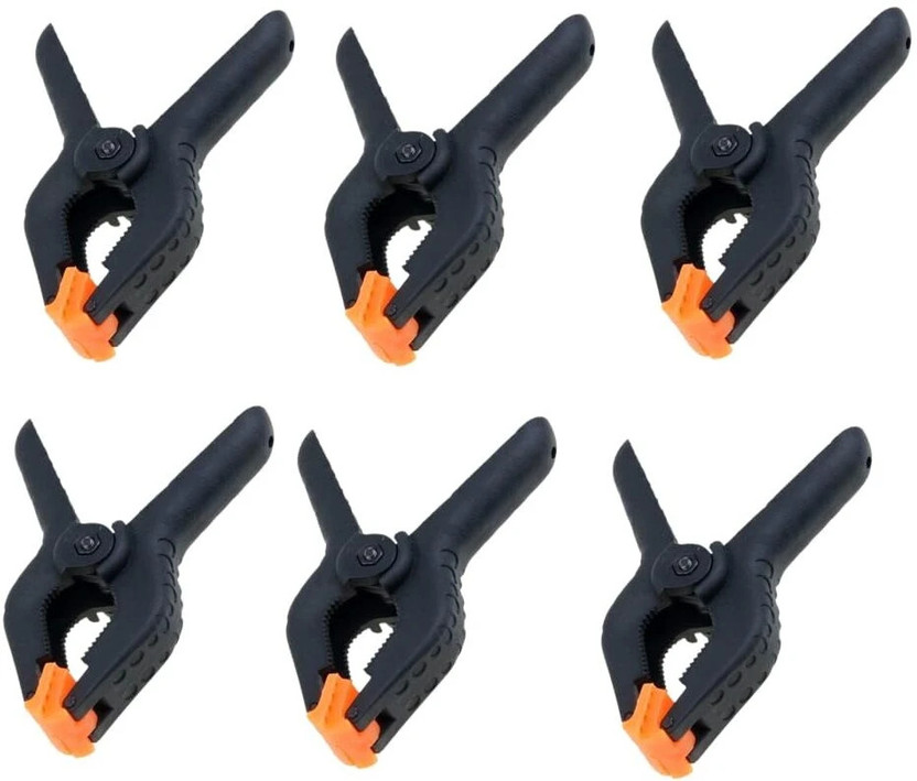 Winsumm 4.3"/11cm 6 PCS Imported Photography Backdrop Support Spring Clamp 4.3 Inch Clip For Background Muslin, Canvas, Paper, Chromakey Screen, Heavy Duty Clip, Photo Studio, Backdrops Backgrounds Woodworking(Set of 6, Black)