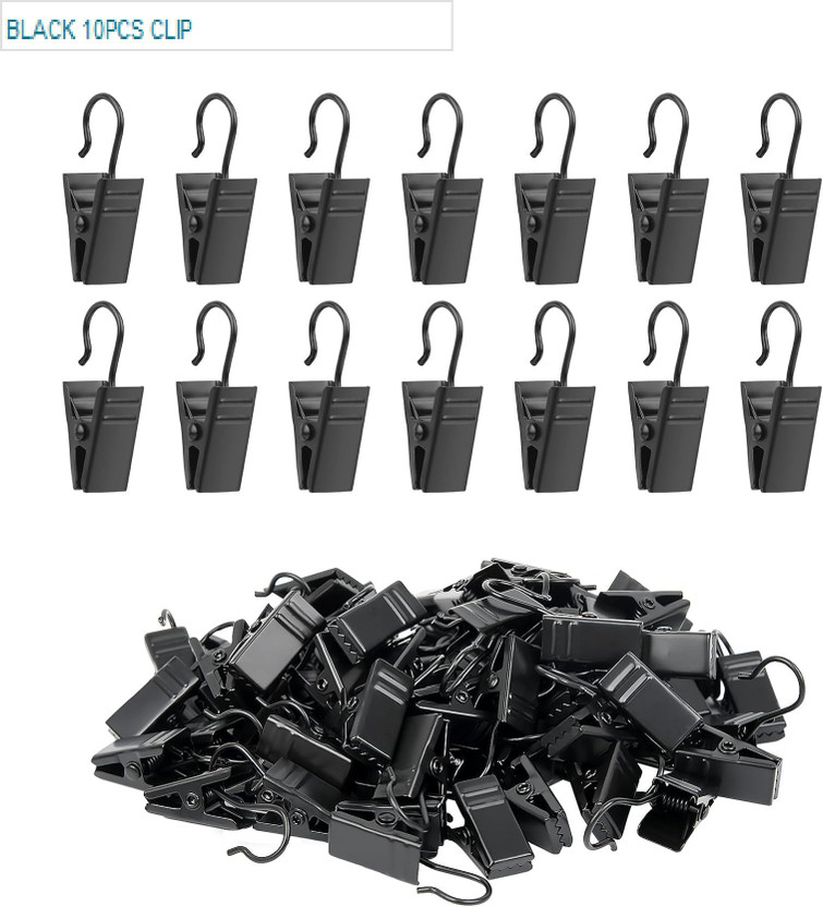 MILLETS MILLETS 10 4.3 inch Heavy Duty Nylon clamp clip(Set of 10, Black, 10 Pack Metal Hook Clips for Hanging Curtains, Photos, Home Decoration,) - Flipkart Deal