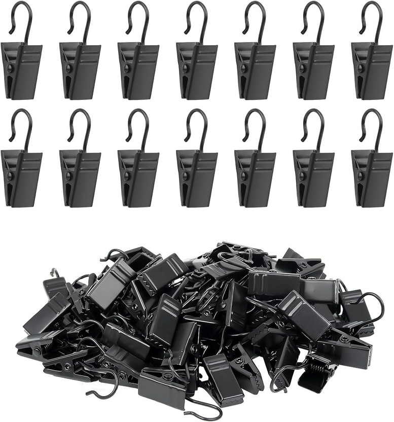 MILLETS MILLETS 100 4.3 inch Heavy Duty Nylon clamp clip(Set of 100, Black, 100 Pack Metal Hook Clips for Hanging Curtains, Photos, Home Decoration) - Flipkart Deal