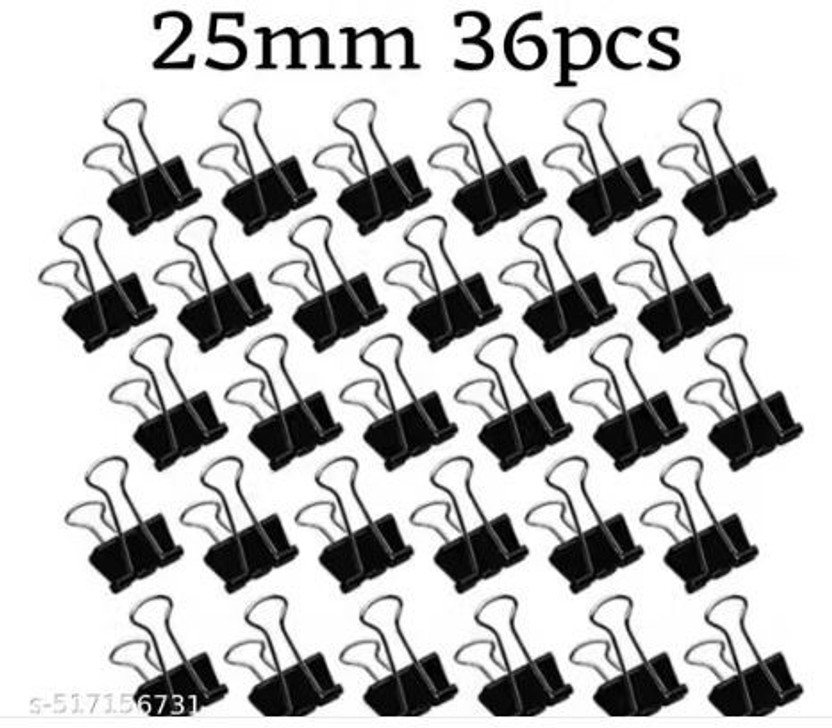 everlite paper binder clips size 25mm stainless still binder clip(Set of 36, black & silver)
