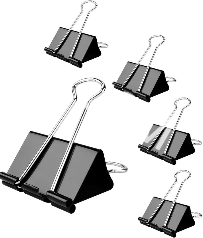 JSMSH Binder Clips Small (19 mm) Paper Holding Capacity Files Organized and Secure(Pack of-36) 19mm Metal Binder Clip(Set of 36, Black)