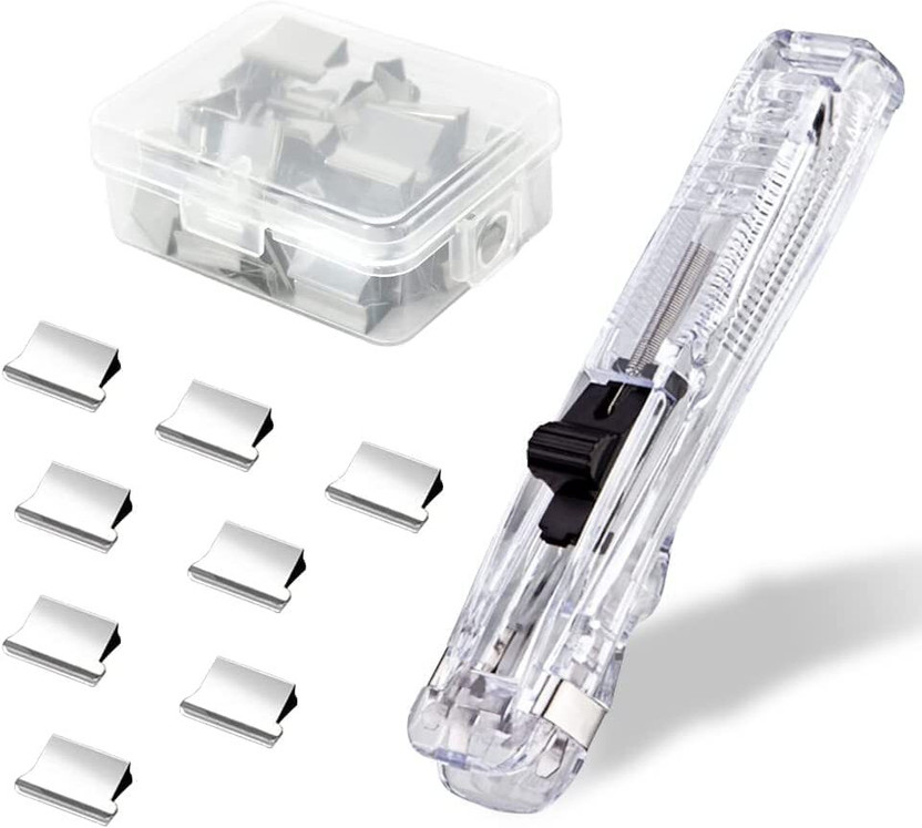 Kapiraj Shopee Handheld Desktop Reusable Paper Clipper Machine with 50 Binding Clamps NA  Stapler