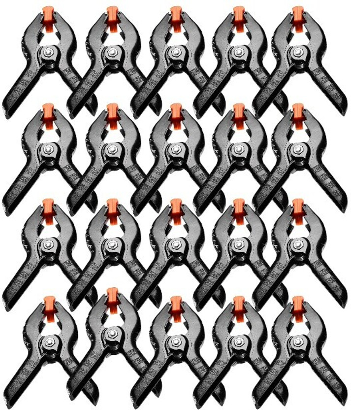 ZANNIX 4.3 /11 cm High-Quality Plastic Photography Backdrop Spring Clamp Clip for Studio Background, Reflector etc.....(Set of 20, Black, Orange)