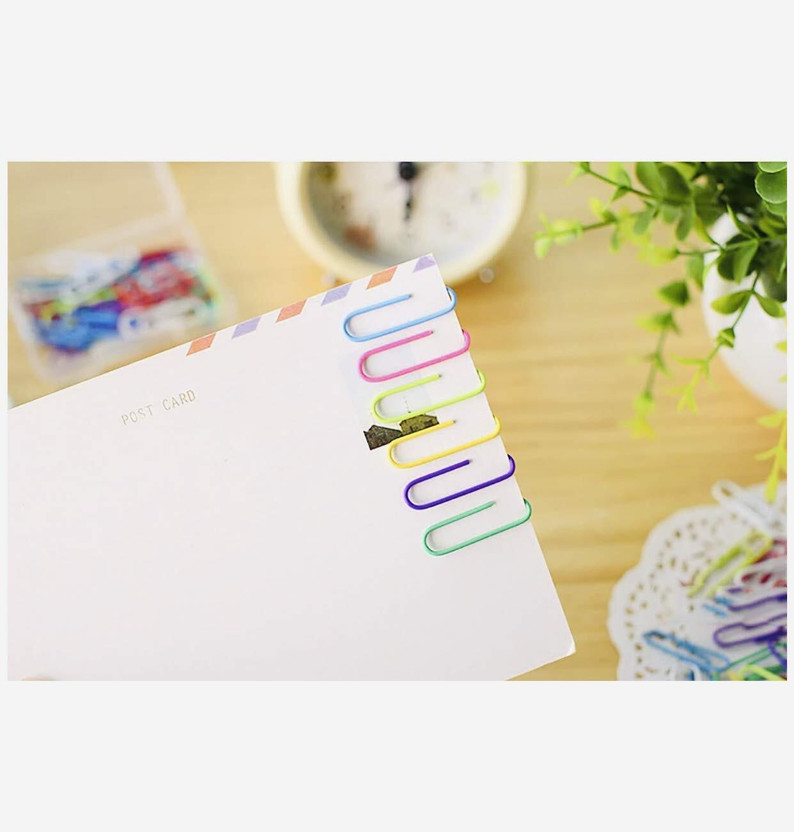 Ondesk Essentials 30 MM Gem Clips Small Metal Gem Clips | U Clips | Paper Clips(Set of 100, Multicolor)