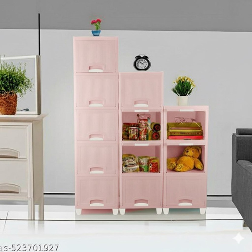 Surety for Safety 5 Layer Cabinet everywhere Use Storage(White)) Plastic Vertical Filing Cabinet(Finish Color - Pink, DIY(Do-It-Yourself))