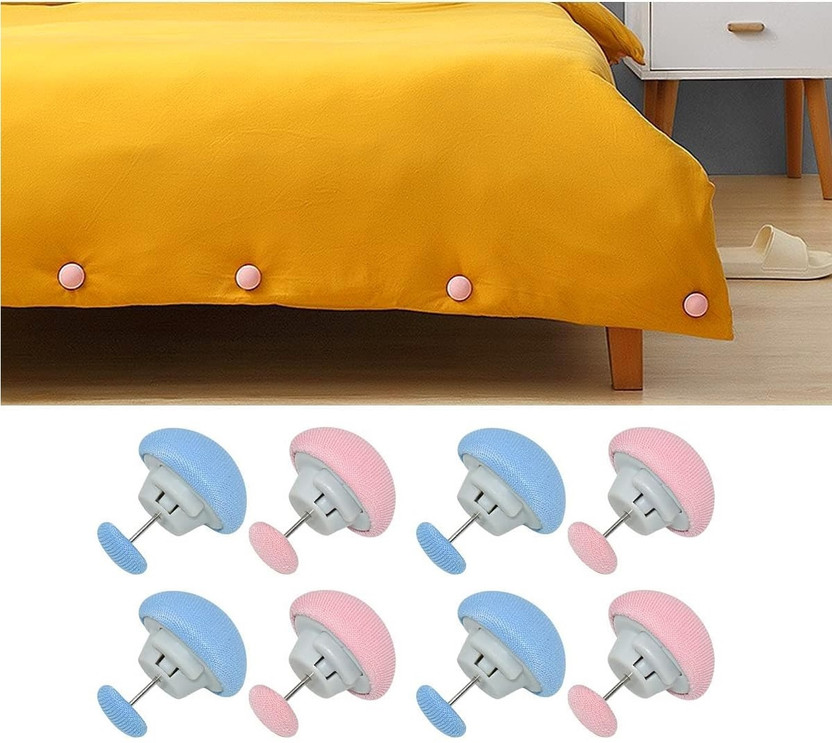 VarniZone Bed Sheet Clips Duvet Cover Holding Clips Quilt Holder Socks Mattress Coversand Cotton, Stainless Steel Cloth Clips(Multicolor Pack of 8)