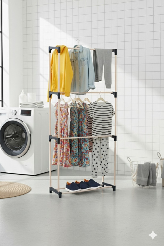 sharma ji store Plastic Ceiling Cloth Dryer Stand 3-Level Foldable Clothes Drying Stand | Portable Laundry Rack for Indoor Balcony(4 Tier)