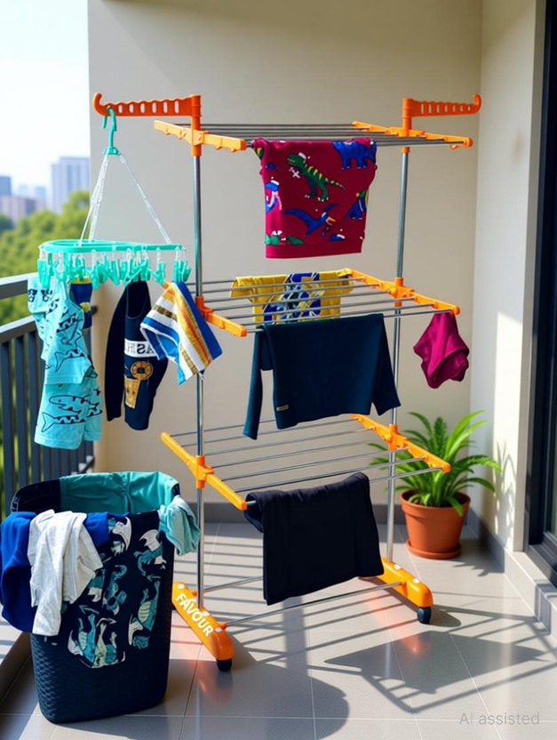 FAVOUR Steel Floor Cloth Dryer Stand FV006(3 Tier)