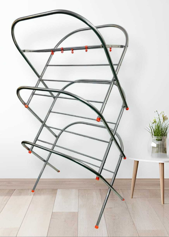 Dervino Steel Floor Cloth Dryer Stand Skyhigh Heavy Duty Folding Large 6ft 3 layer easy to use for balcony and terrace(3 Tier)