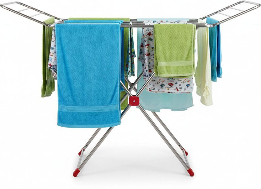 Nandeksha Steel Floor Cloth Dryer Stand Portable Stainless Steel Laundry Drying Rack with Foldable X Frame Design(1 Tier)