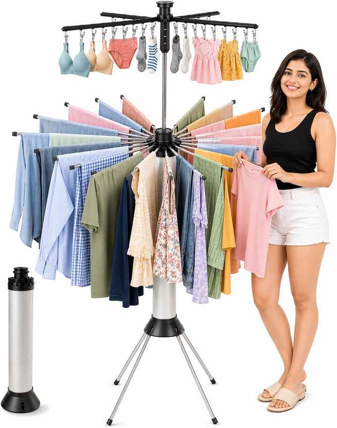 SunShine Gallery Plastic, Steel Floor Cloth Dryer Stand octopus cloth stand(4 Tier)
