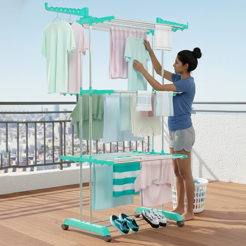 TNG TNG Plastic, Steel Floor Cloth Dryer Stand high-class 3 layer Stainless Steel Clothes Drying Stand For Indoor, Outdoor(3 Tier) - Flipkart Deal
