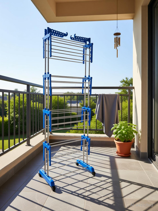 TNC Steel, Plastic, Aluminium Floor Cloth Dryer Stand T-CDS-B2SS-4 TIER-00102(4 Tier)