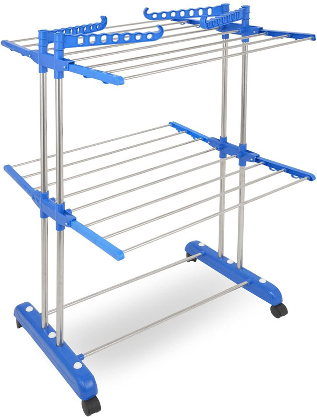 Flipkart SmartBuy Steel, Plastic Floor Cloth Dryer Stand Two Tier Double Pole Pure & Heavy Cloth Rack(2 Tier)