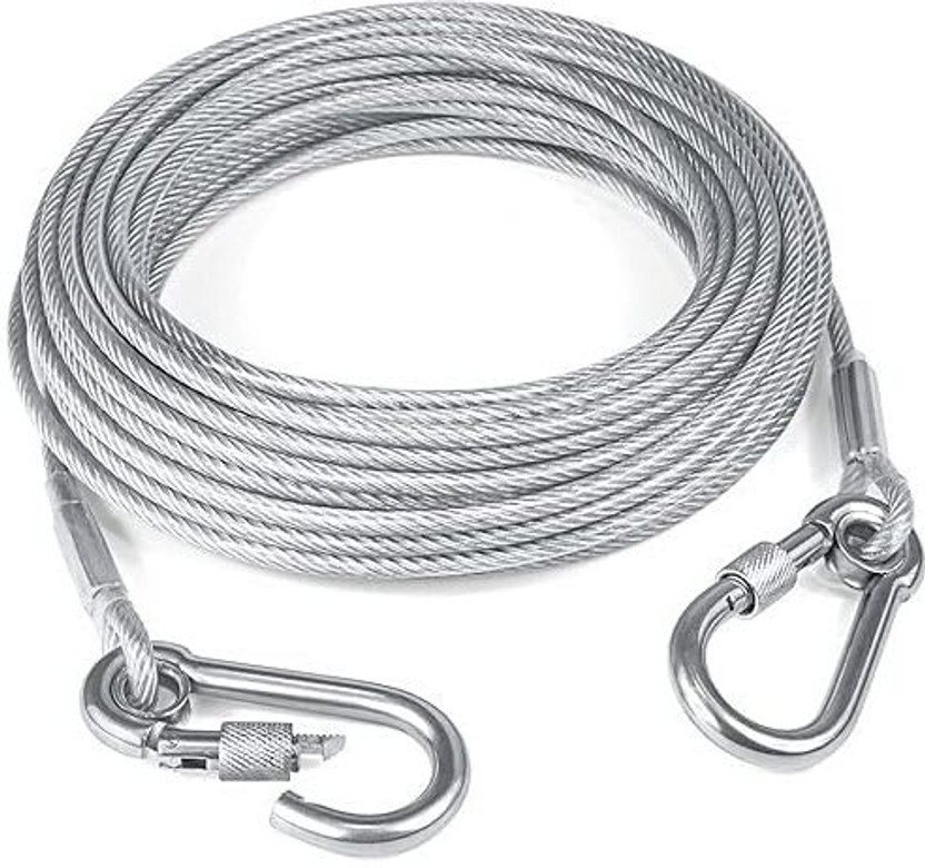 Snehshyam Heavy Duty 5 Meter Stainless Steel Wire Rope Cable Hooks Silver(Length: 5 m, Diameter: 3 mm)