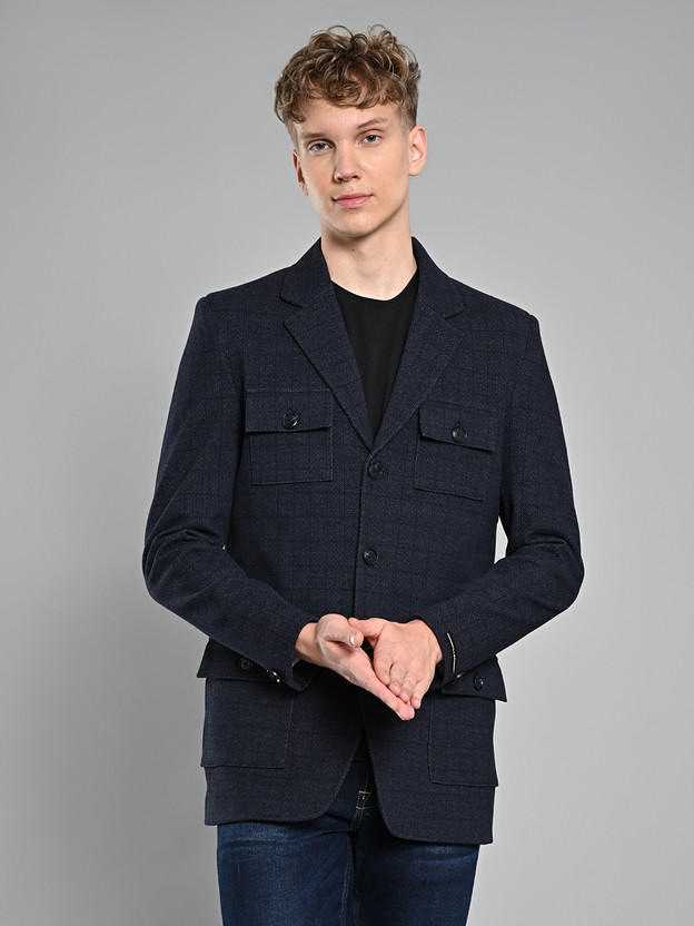 KILLER Polyester Viscose Blend Checkered Coat