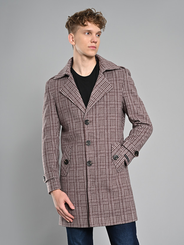 KILLER Polyester Viscose Blend Checkered Coat