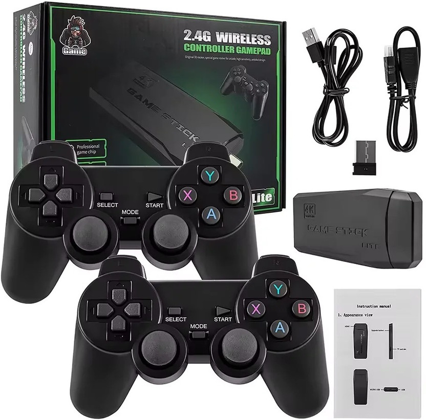 HD Gaming Console with2.4G Wireless Gamepads, TV Gaming Entertainment Device Black Edition(Code in the Box - for DS)
