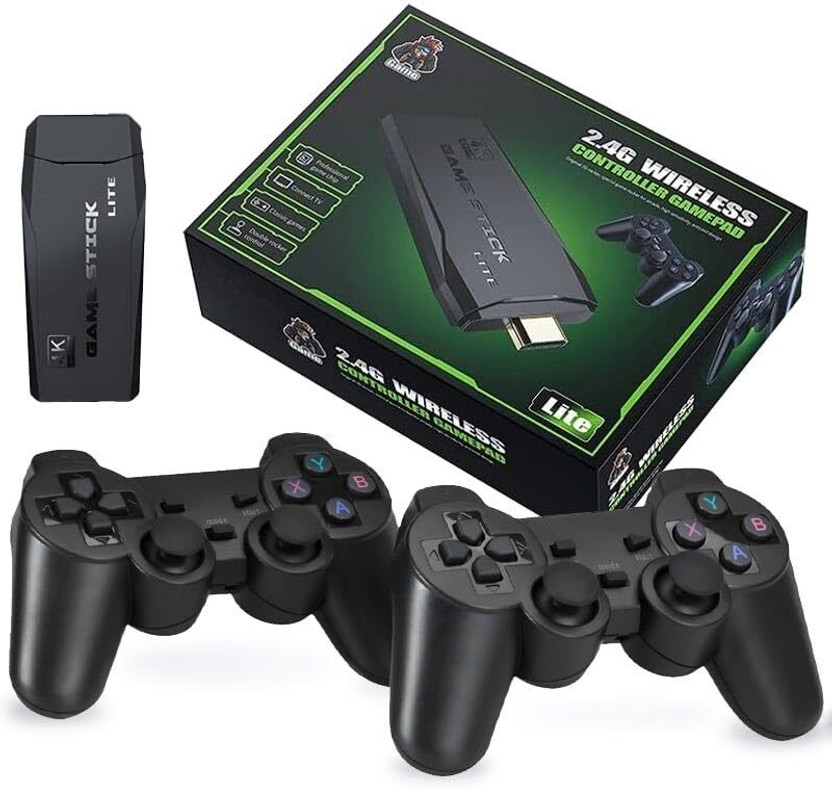 HG WORLD M8 Retro Game Stick Console 4k 2.4G Dual Wireless game box video games for tv with Plug & Play, gaming consoles for tv video game handheld 64 GB with HDMI Output 9 Emulator, Video Game Hand tv With TV Game Set, Best Gift for All Ages(Black, 25000+ Games, Mario Game & More Remote video game 