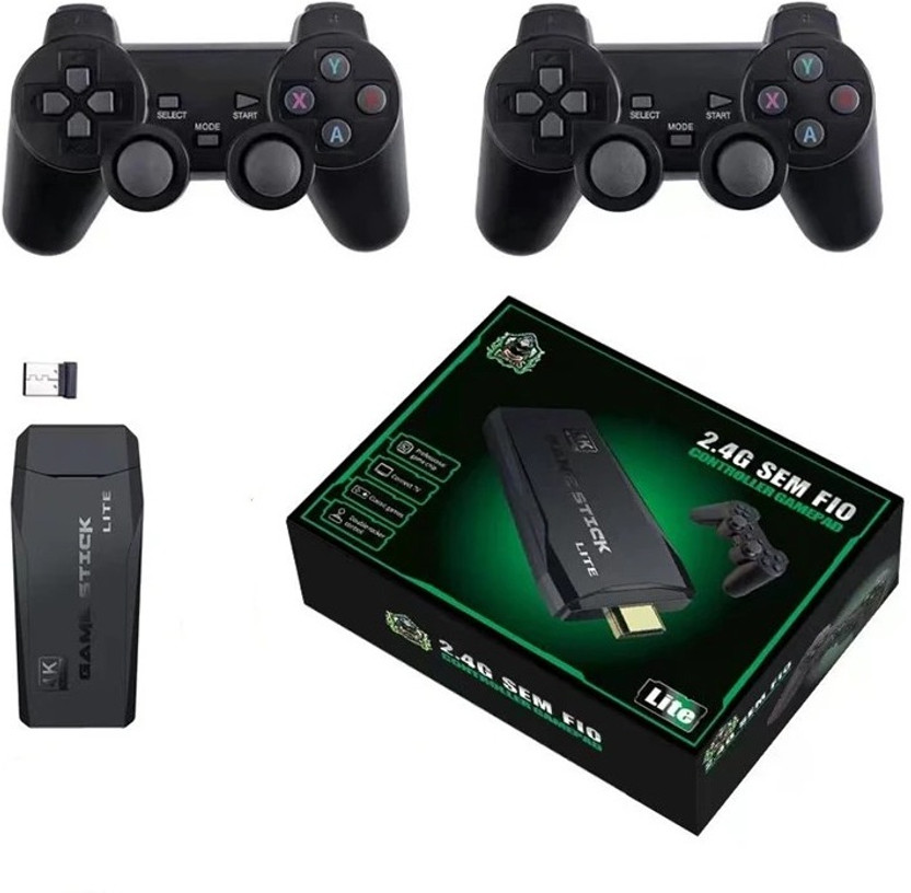 SILVERSHEEN M8 Black 2.4G Wireless Gaming Console with Dual Wireless Controllers | Plug & Play TV Gaming Stick | HD Display Support (NA)(NA, for PC, VR Required)