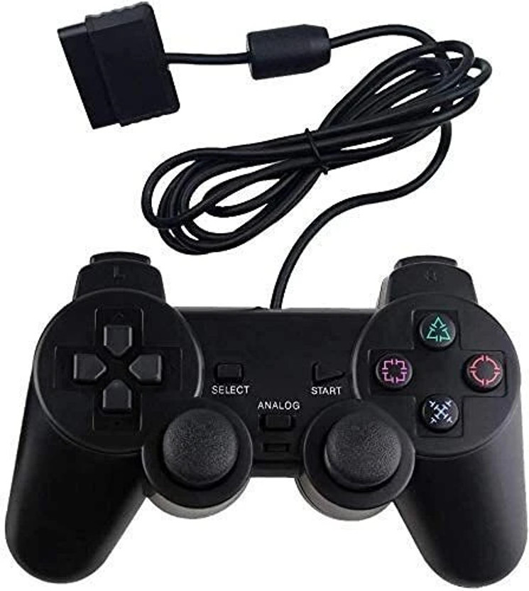 PS2 WIRED CONTROLLER FOR COMPITABLE PS2 CONSOLE (BLACK) Limited Edition with Game Add-On(Code in the Box - for PS2)