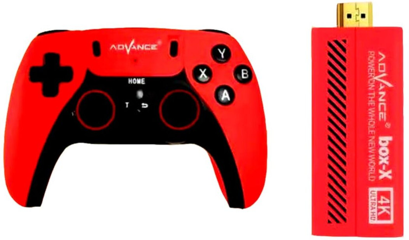 Monex Stationery 4K Retro Game Console with 20000+ Games & Dual Wireless Controllers for TV 4 GB with Game Stick, 2 Control, Other Accessories(Red)
