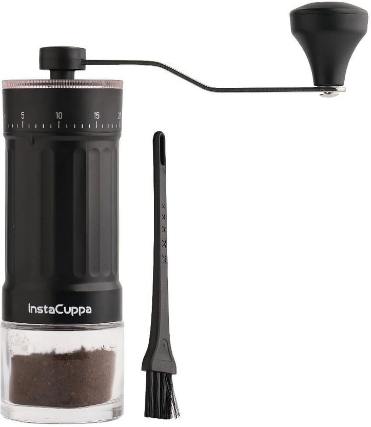 InstaCuppa Manual Coffee Bean Grinder with 40 Adjustable Settings, Fresh Grind for Espresso Coffee Maker(Black)