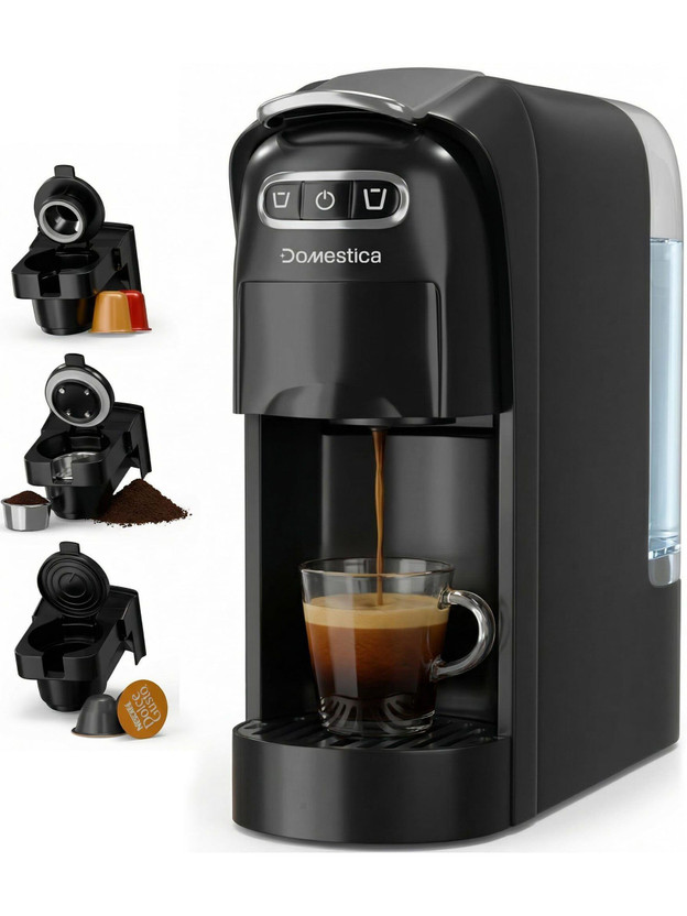 Domestica Domestica Brewcraft Pod 3-in-1 Multi Capsule Espresso Coffee Maker Machine for Home 21 Cups Coffee Maker(Black) - Flipkart Deal