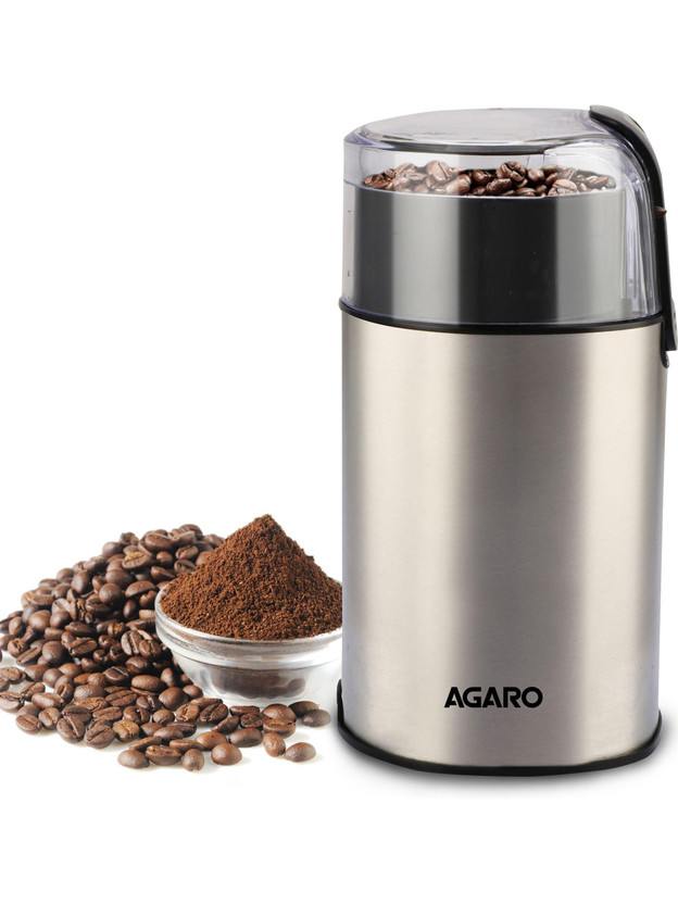 AGARO Grand Coffee Grinder, Stainless Steel Electric, Capacity 60 Gms Dry Coffee Bean Portable 6 Cups Coffee Maker(Silver)
